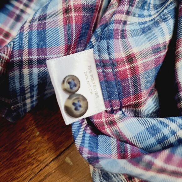 Peter Millar Lawlar Performance Check Flannel Woven Button Down Shirt Red Blue - Picture 8 of 12
